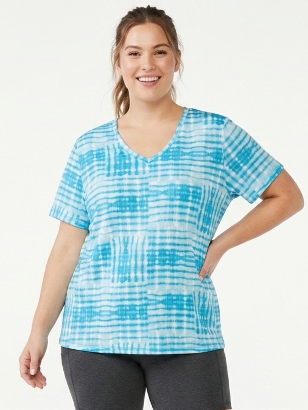 NWT Be Inspired Tie Dye Performance Wicking V-Neck Top